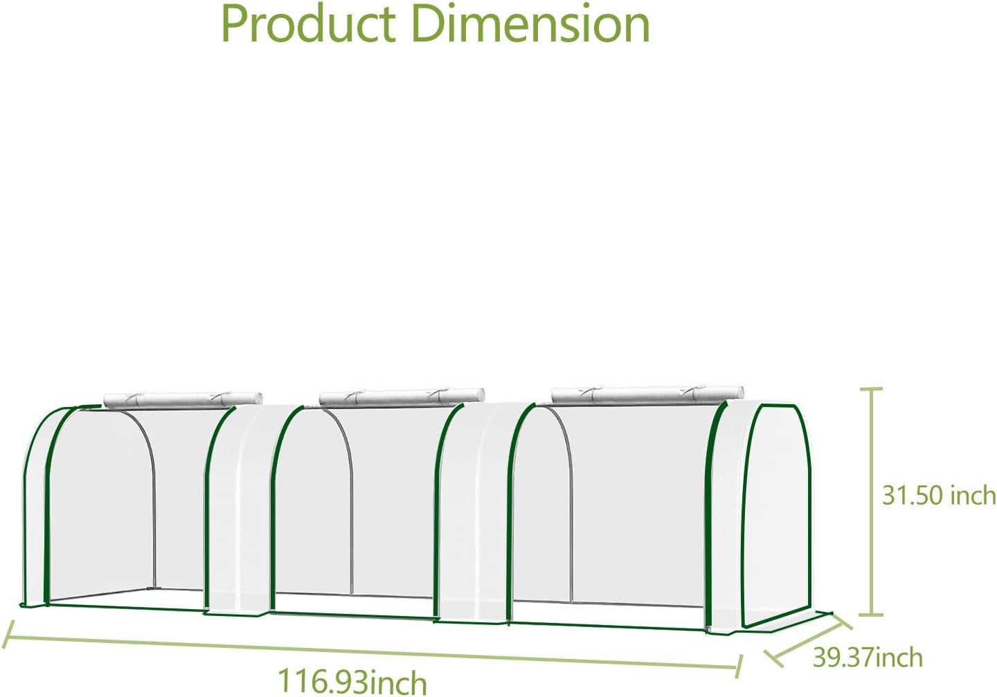 Garvee Mini Greenhouse 116.93 x 39.37 x 31.5 inch, PE Cover with Roll-up Zipper Door
