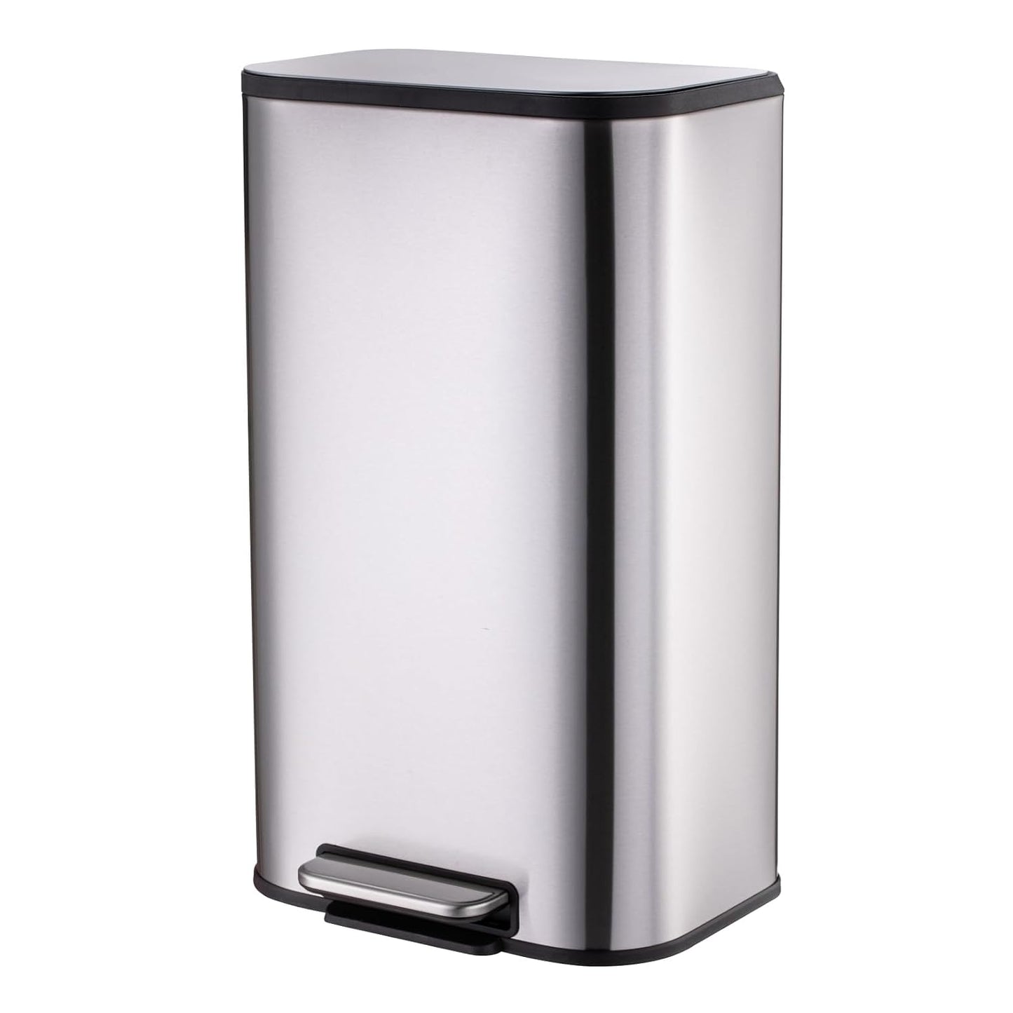 Goldensoil Bathroom Trash Can, Stainless Steel Garbage Can, Silver