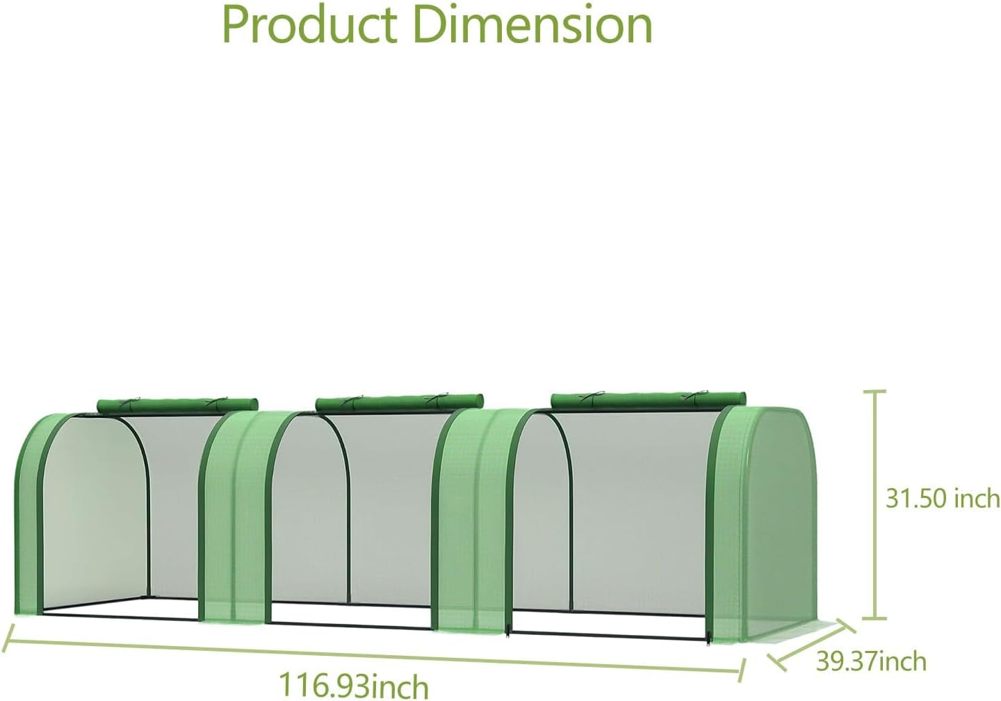 Garvee Mini Greenhouse 116.93 x 39.37 x 31.5 inch, PE Cover with Roll-up Zipper Door