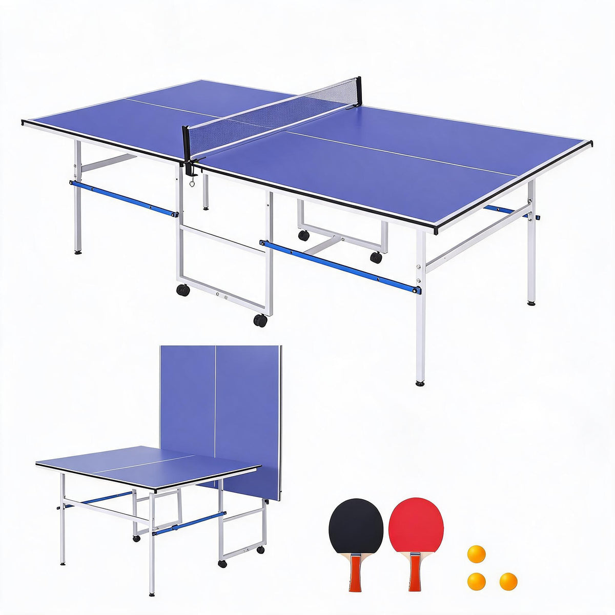 Riedhoff Portable Table Tennis Table with 2 Paddles & 3 Balls