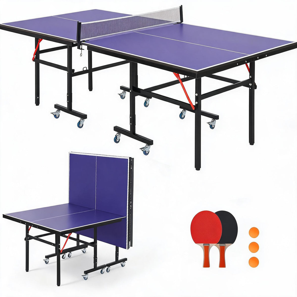 Riedhoff Portable Table Tennis Table with 2 Paddles & 3 Balls