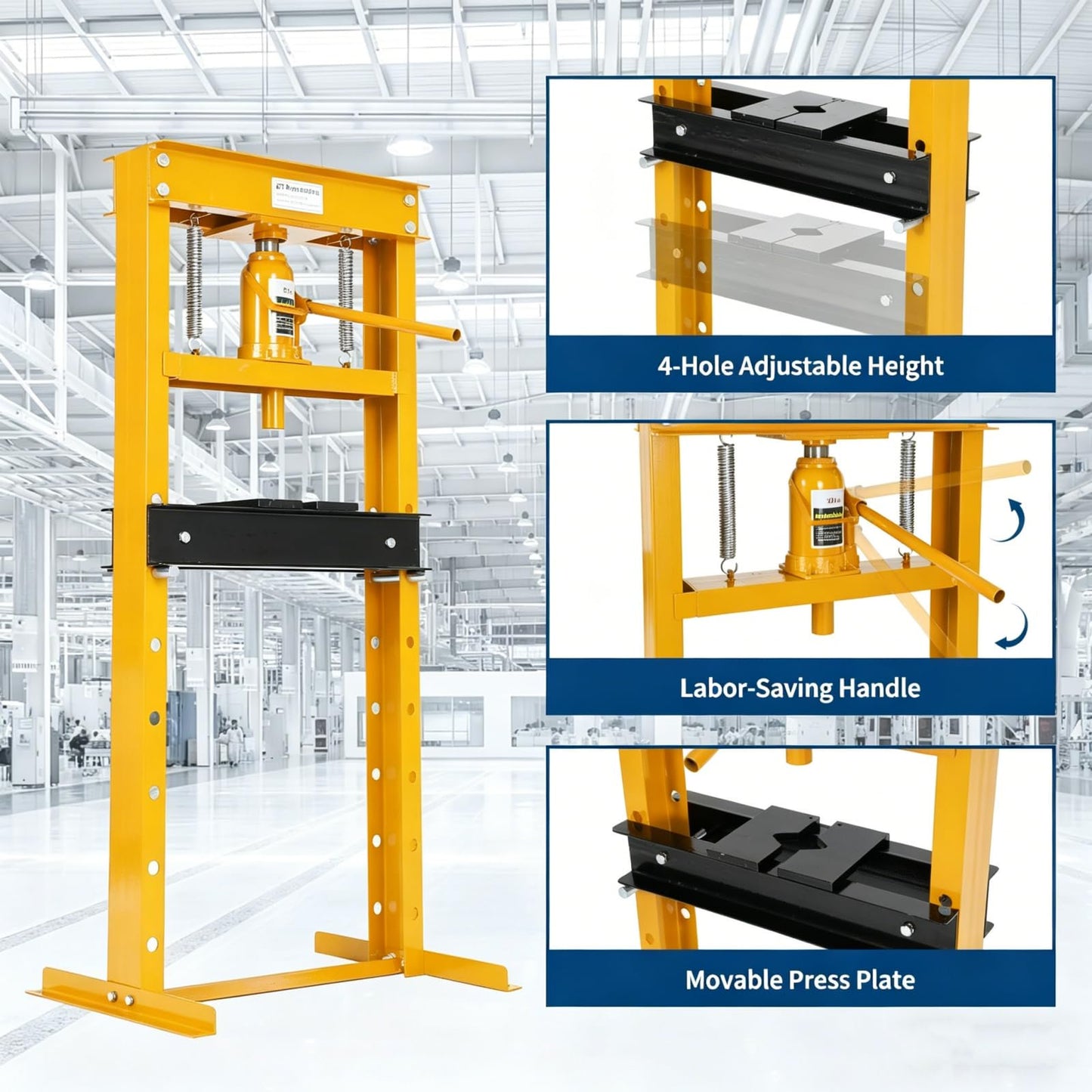 Garvee Hydraulic Shop Press, H-Frame Heavy Duty Steel, Yellow
