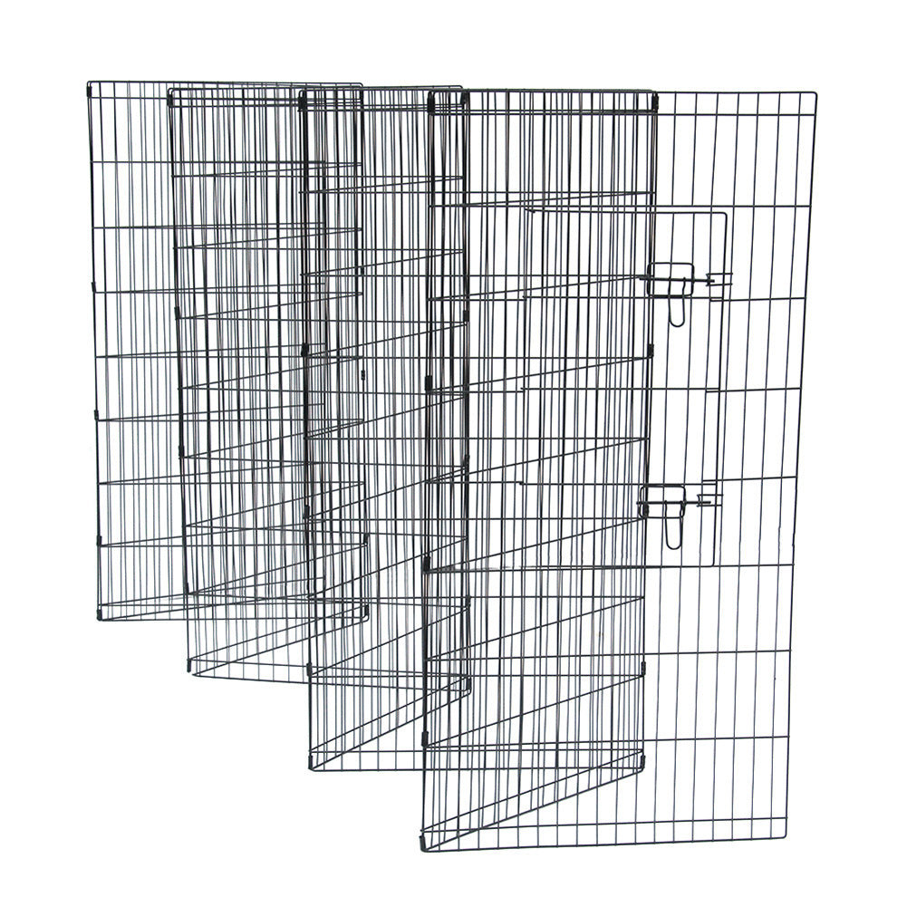 BEESCLOVER 48 inch  Basics Play Area Foldable Metal Pet Wire Fence 8 Pieces with Open Doors Black