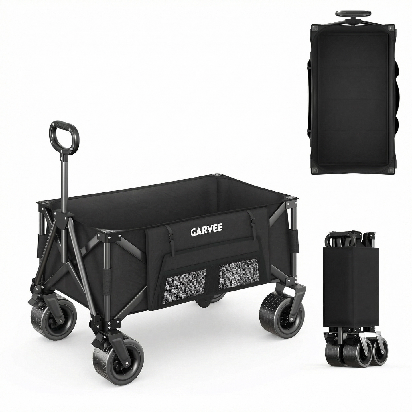 Garvee Large Foldable Wagon Carts, 480 ibs Weight Capacity, 280L with 4" Width Wheels