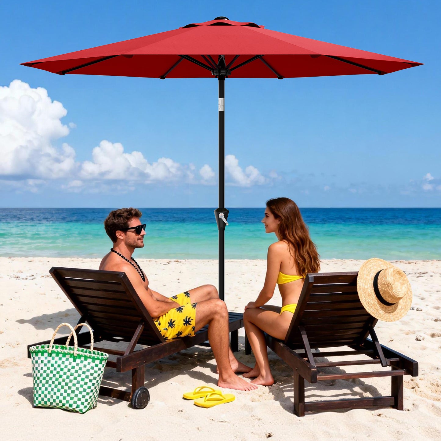 Garvee 10 feet Outdoor Patio Umbrella, with Push Button Tilt & 8 Sturdy Ribs