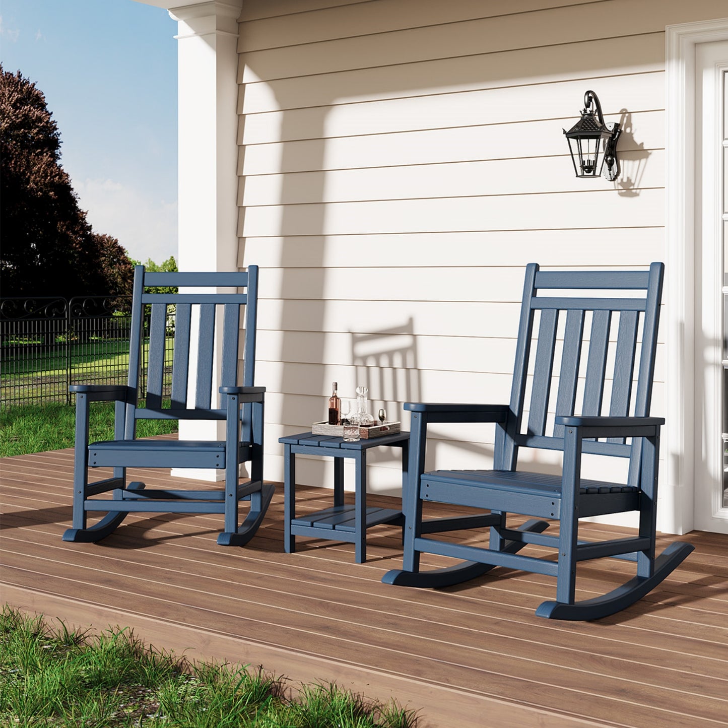 Garvee 2-Tier HDPE All Weather Adirondack Outdoor Side Table, 17.71" x 15.35" x 18.11"
