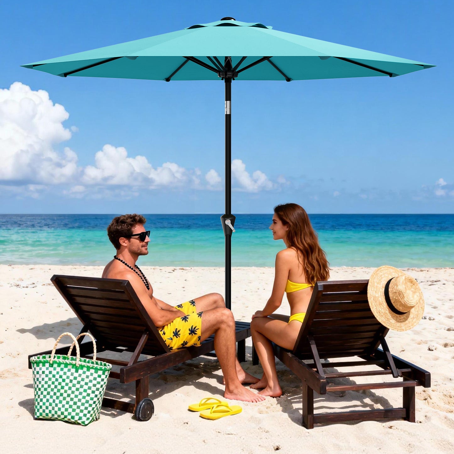 Garvee 10 feet Outdoor Patio Umbrella, with Push Button Tilt & 8 Sturdy Ribs