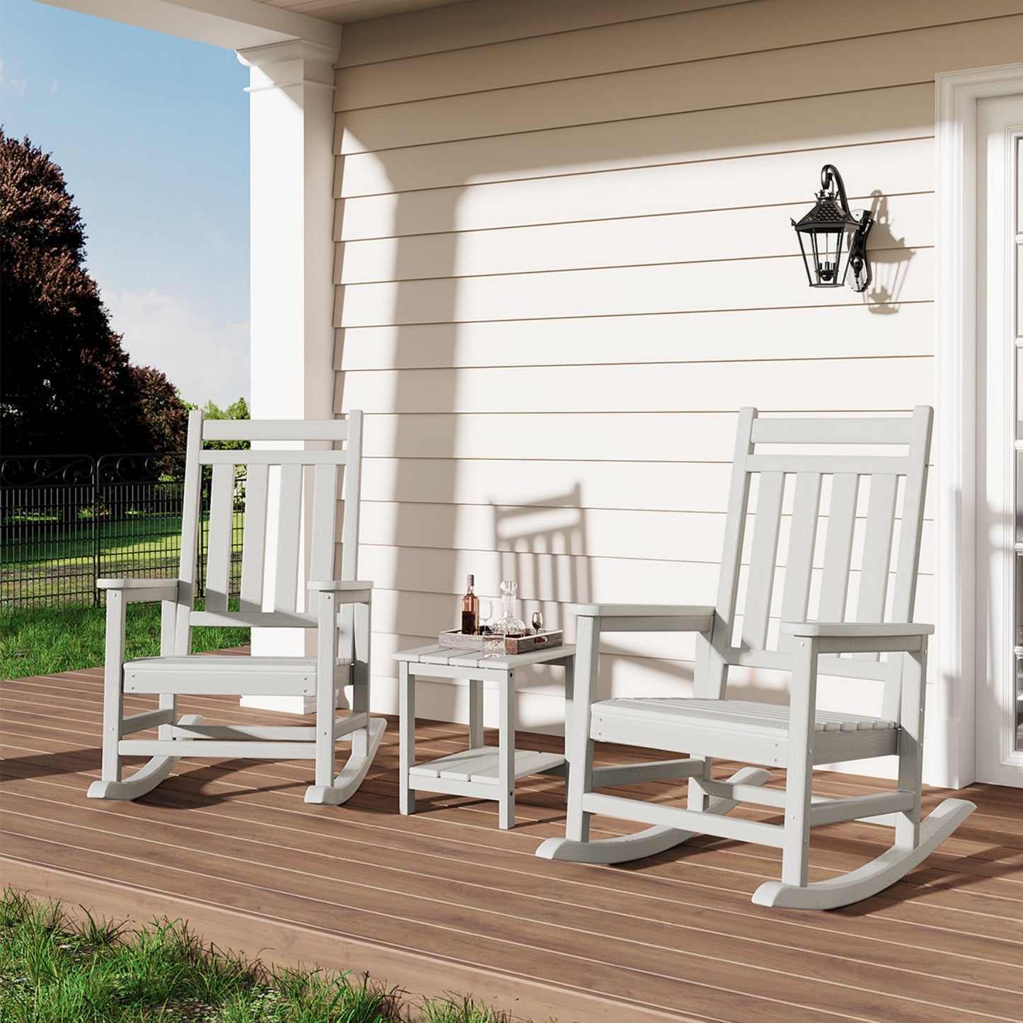 Garvee 2-Tier HDPE All Weather Adirondack Outdoor Side Table, 17.71" x 15.35" x 18.11"