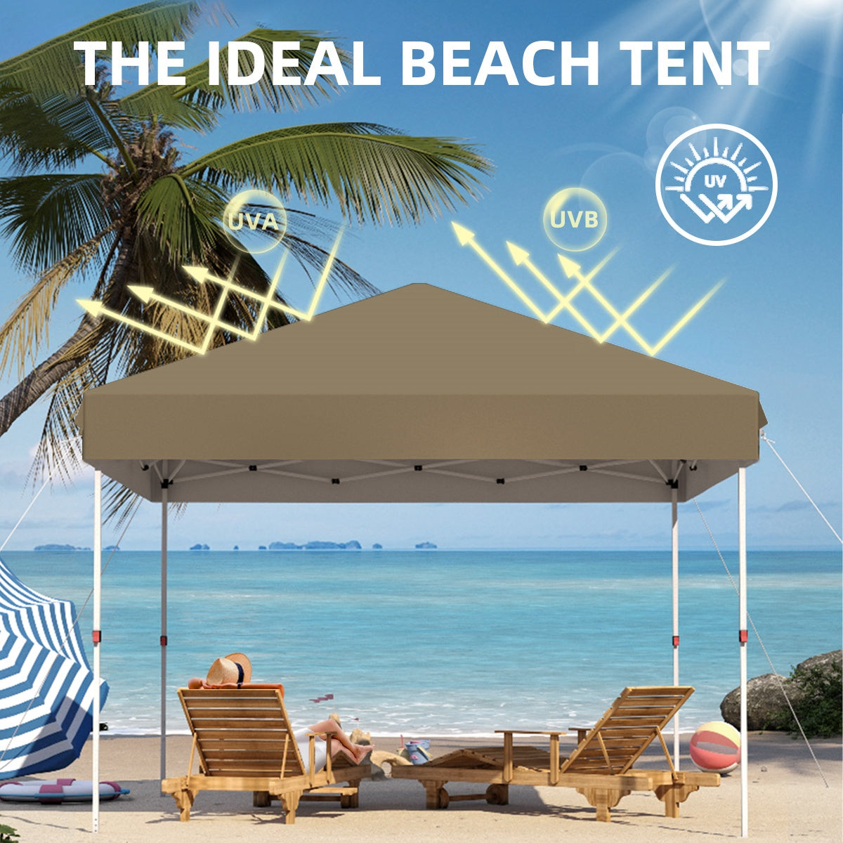 Garvee 10 x 10 Ft Pop-up Canopy, One Button Push Setup, Heavy Duty, Portable Roller Bag