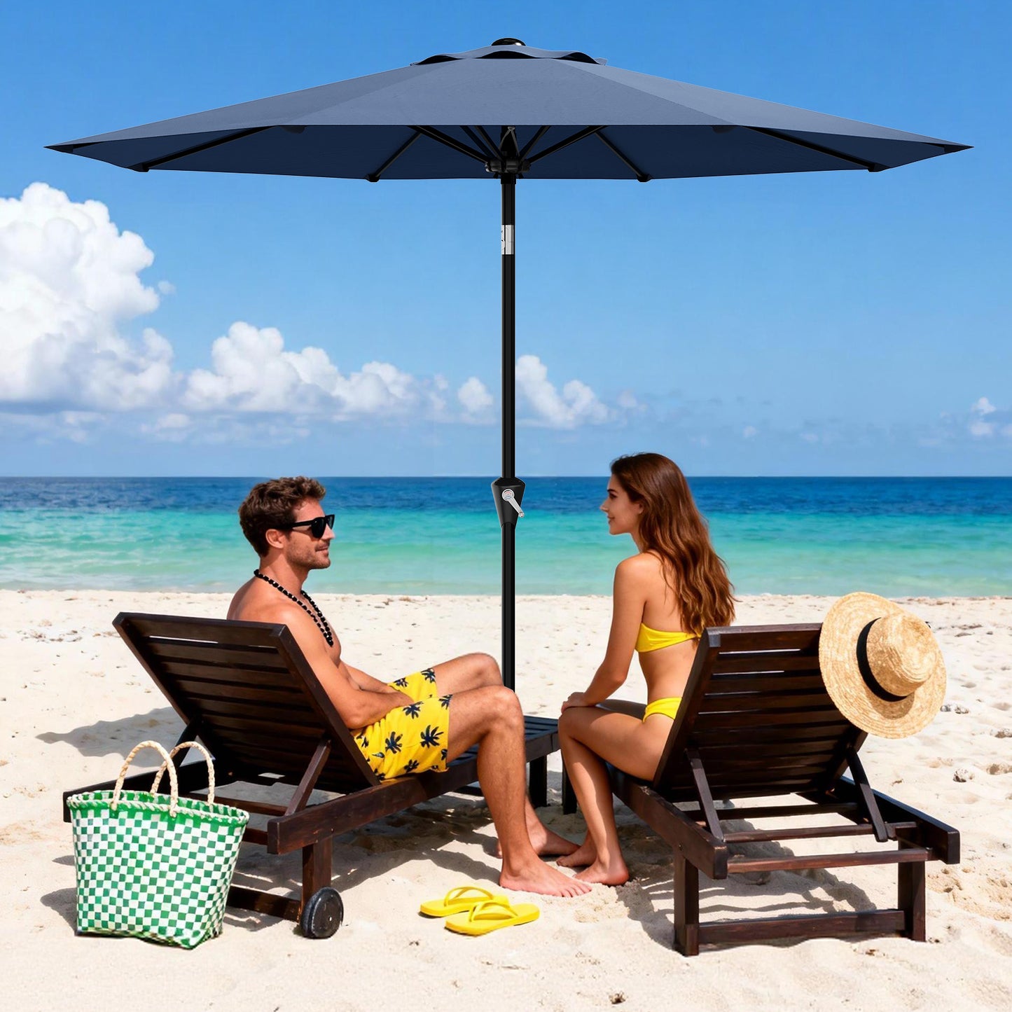 Garvee 9 feet Outdoor Patio Umbrella, with Push Button Tilt & 8 Sturdy Ribs