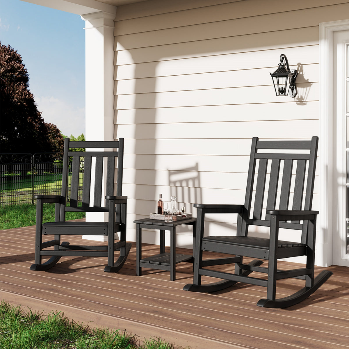 Riedhoff 2-Tiers Outdoor Side Table for Patio, 17.71" x 15.35"x 18.11", Weather Resistant