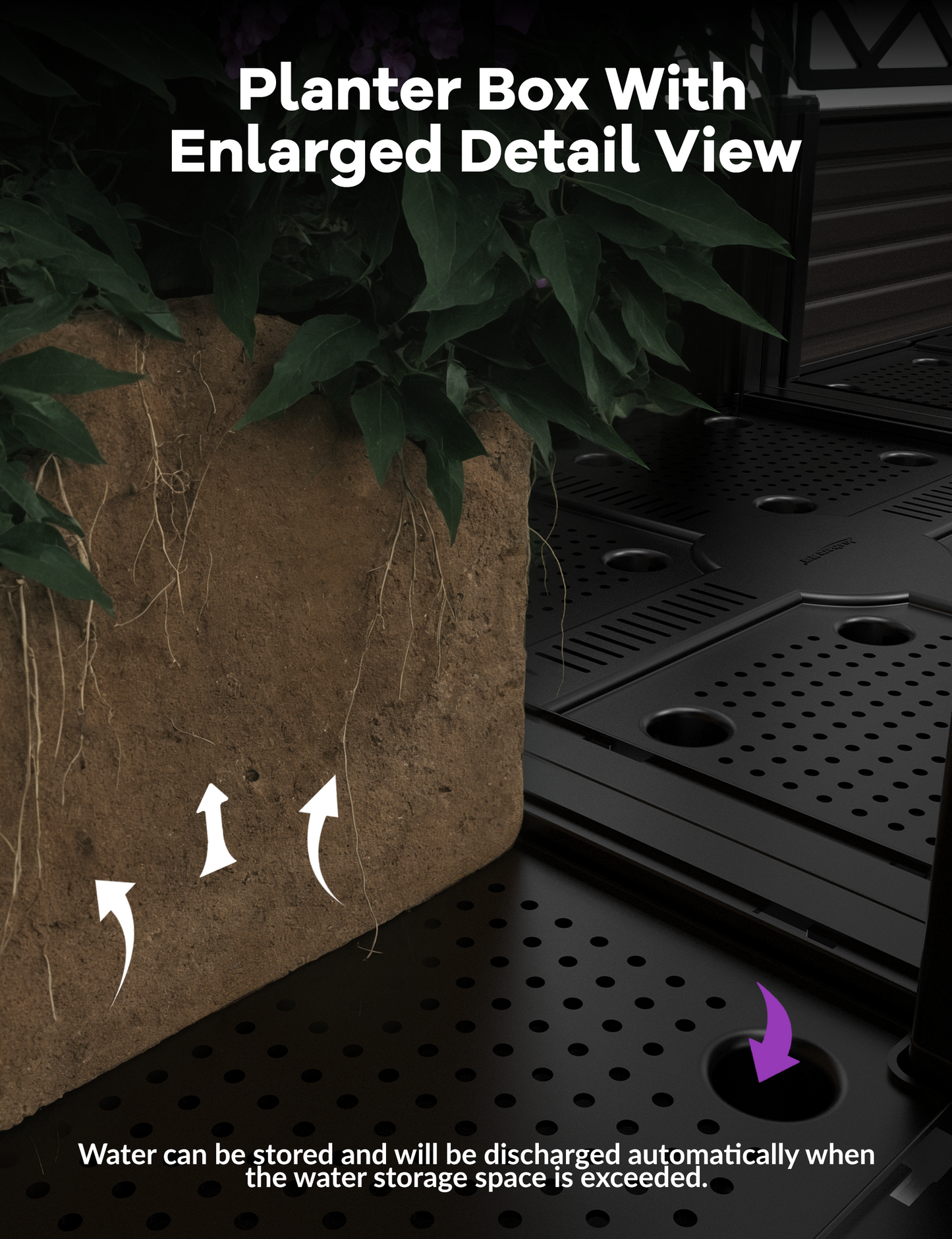 Garvee Planter Boxes Set with Trellises, Black