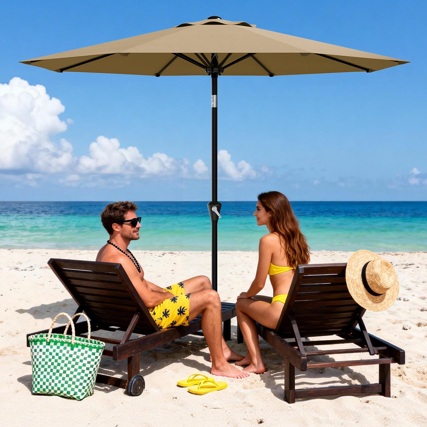 Garvee 10 feet Outdoor Patio Umbrella, with Push Button Tilt & 8 Sturdy Ribs
