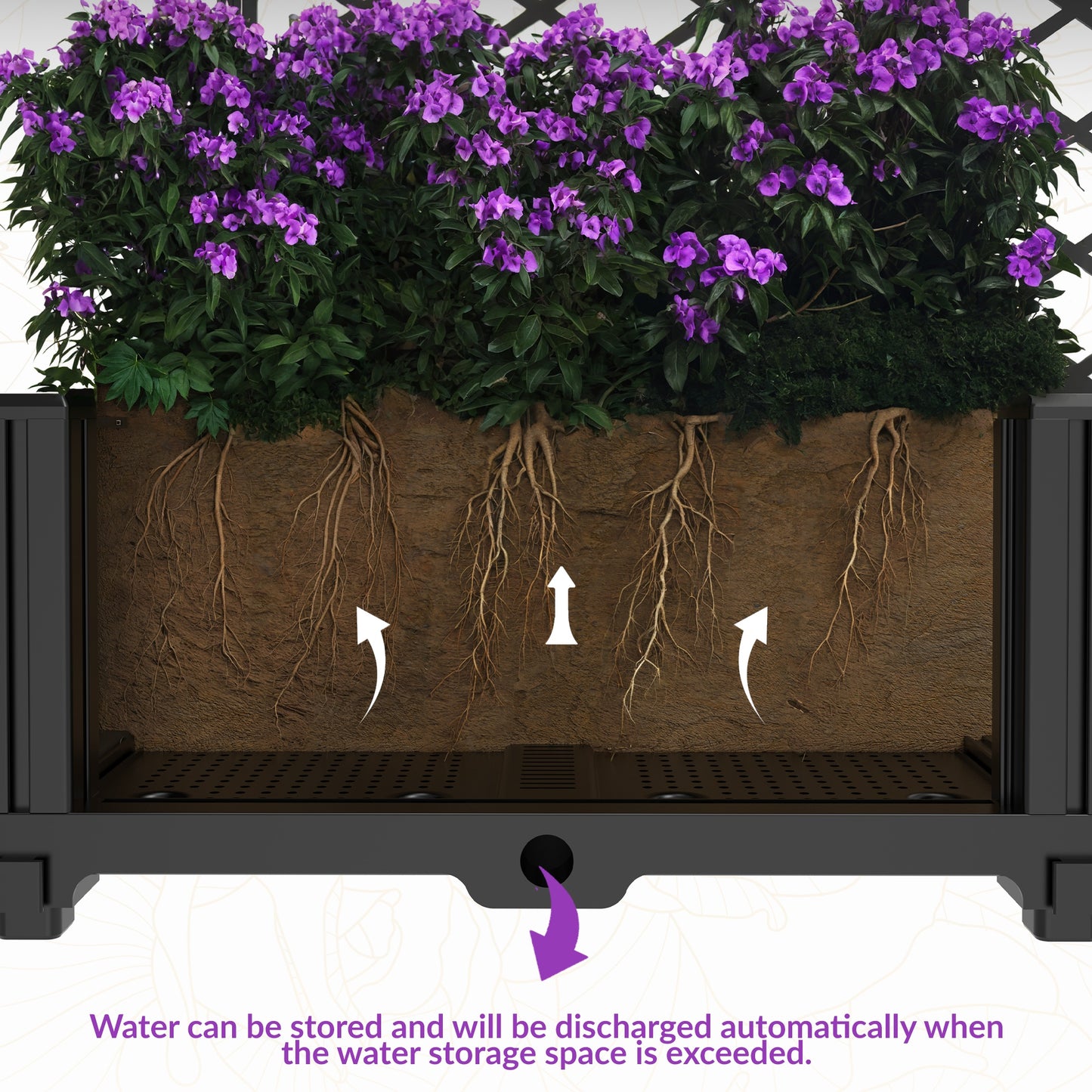 Garvee Garden Bed Box with Trellis, 115.74 x 16.2 x 62.99 inch, Black
