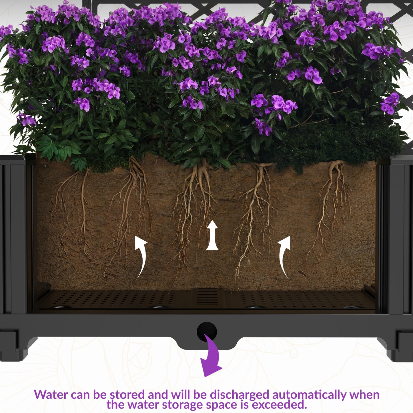 Riedhoff Planter Boxes Set with Trellises, 4 Planter Boxes & 4 Trellises, 65 x 16.2 x 62.99 inch