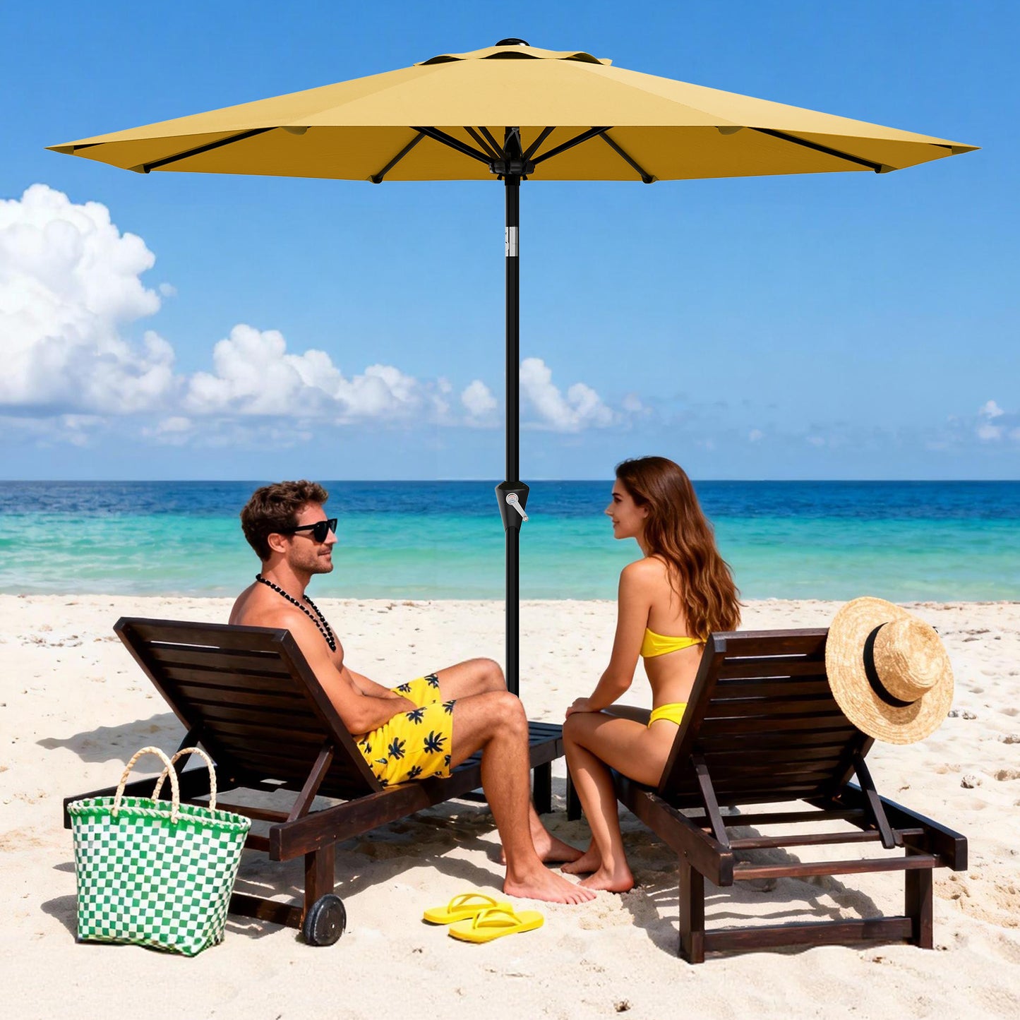 Garvee 9 feet Outdoor Patio Umbrella, with Push Button Tilt & 8 Sturdy Ribs
