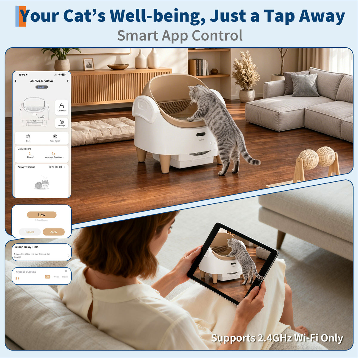Riedhoff Self-Cleaning Automatic Odor-Control Litter Box, with Smart App Controlled