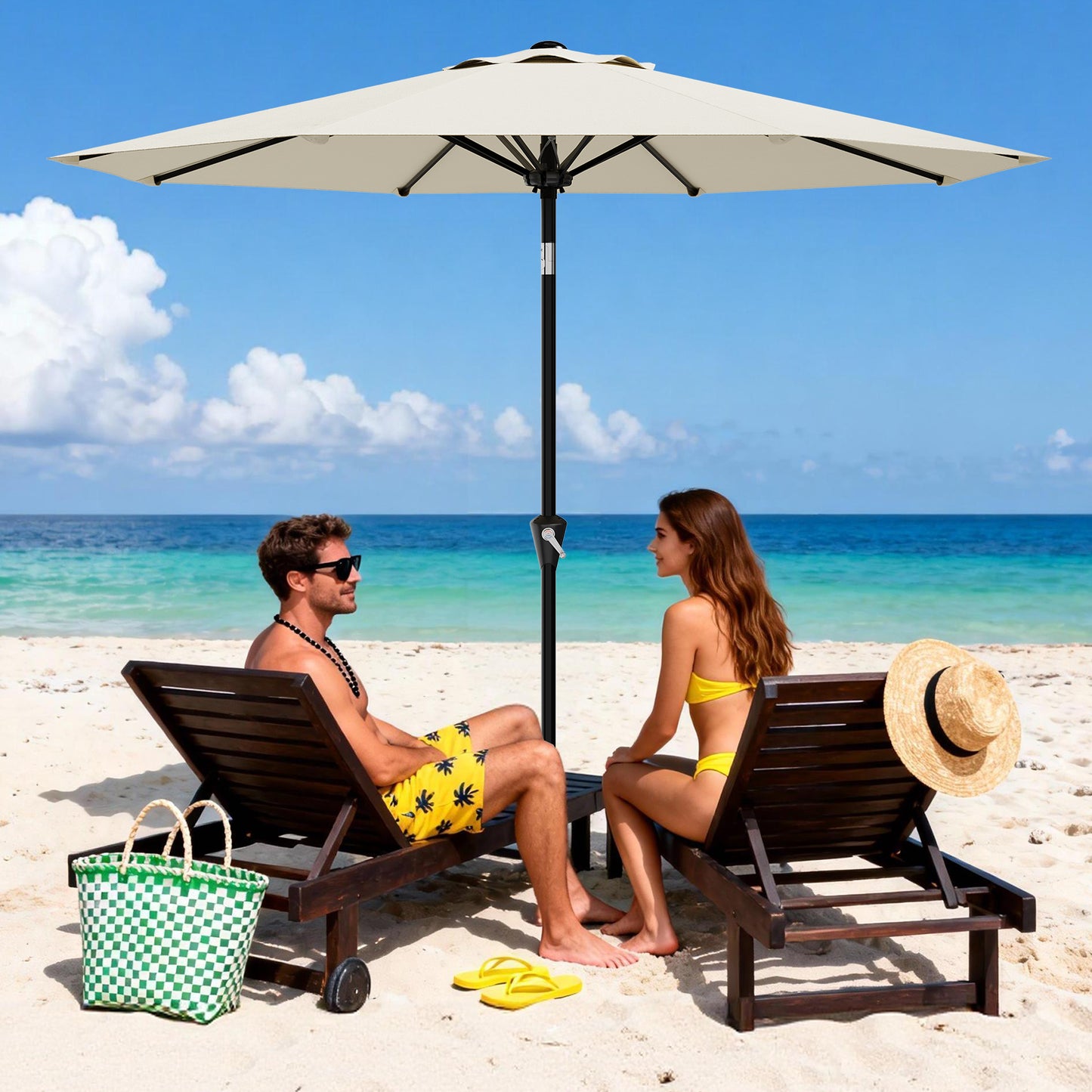 Garvee 9 feet Outdoor Patio Umbrella, with Push Button Tilt & 8 Sturdy Ribs