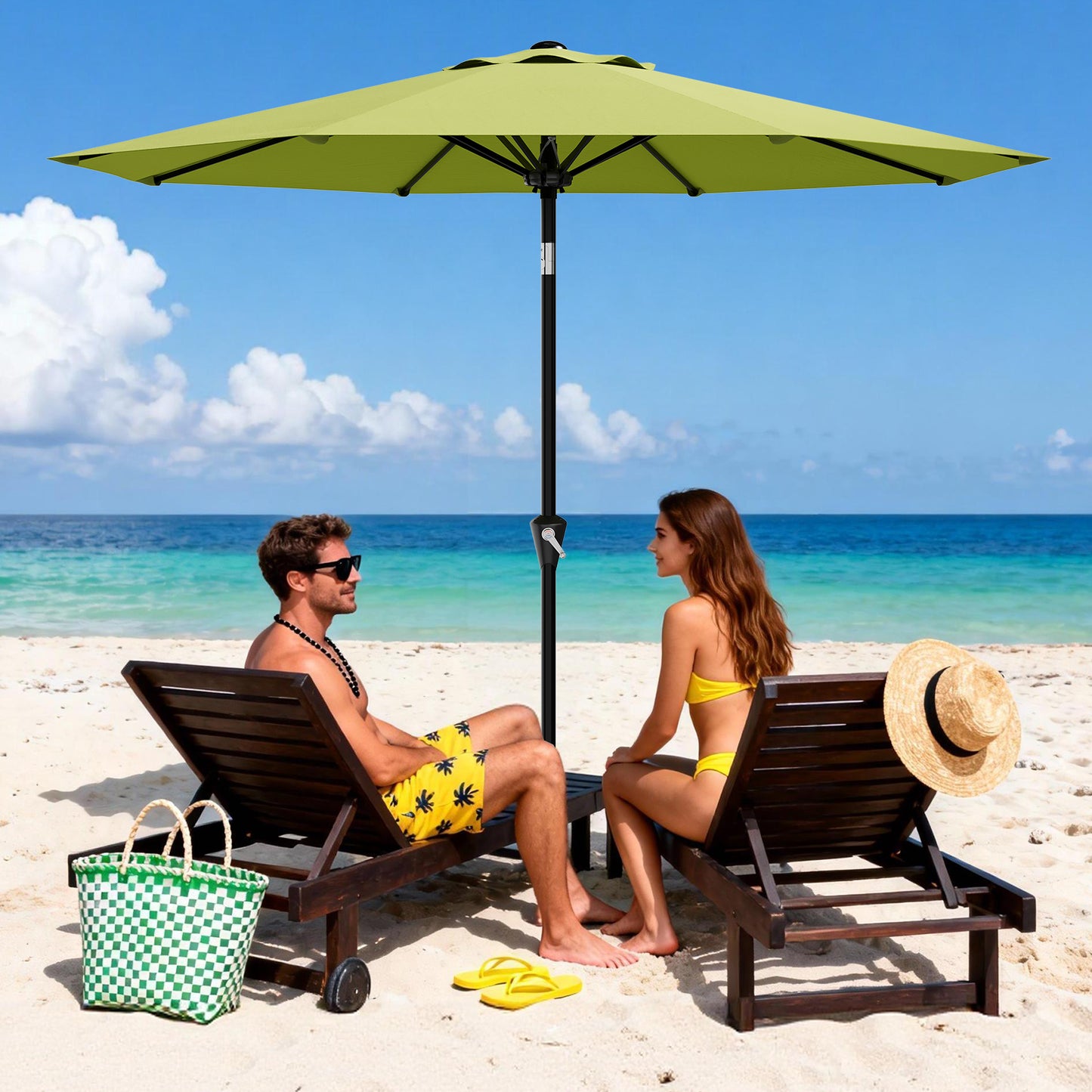 Garvee 9 feet Outdoor Patio Umbrella, with Push Button Tilt & 8 Sturdy Ribs