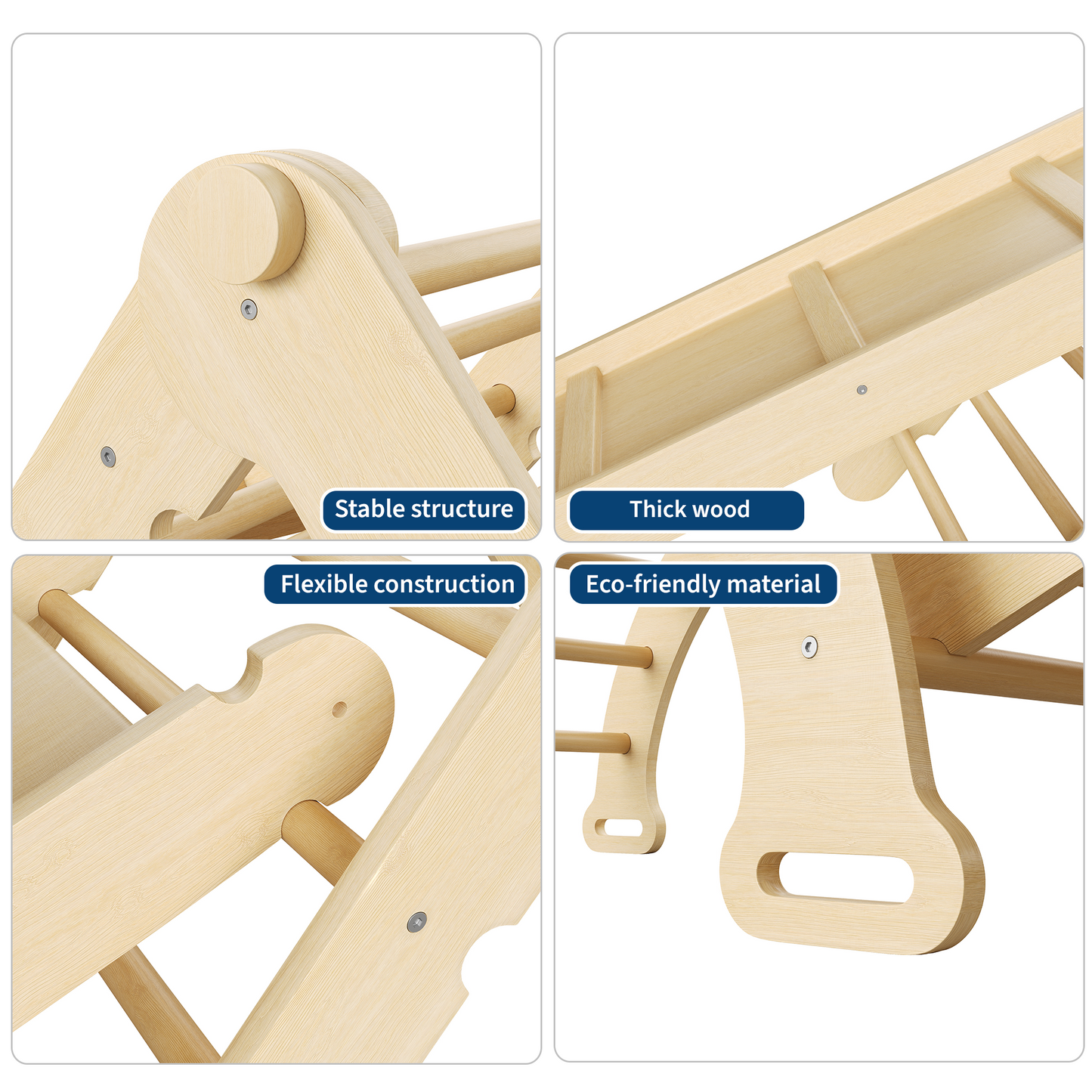 Garvee Pikler Triangle Set, 3-in-1 Toddler Climbing Toys, with Ramp Arch Ladder, Oak