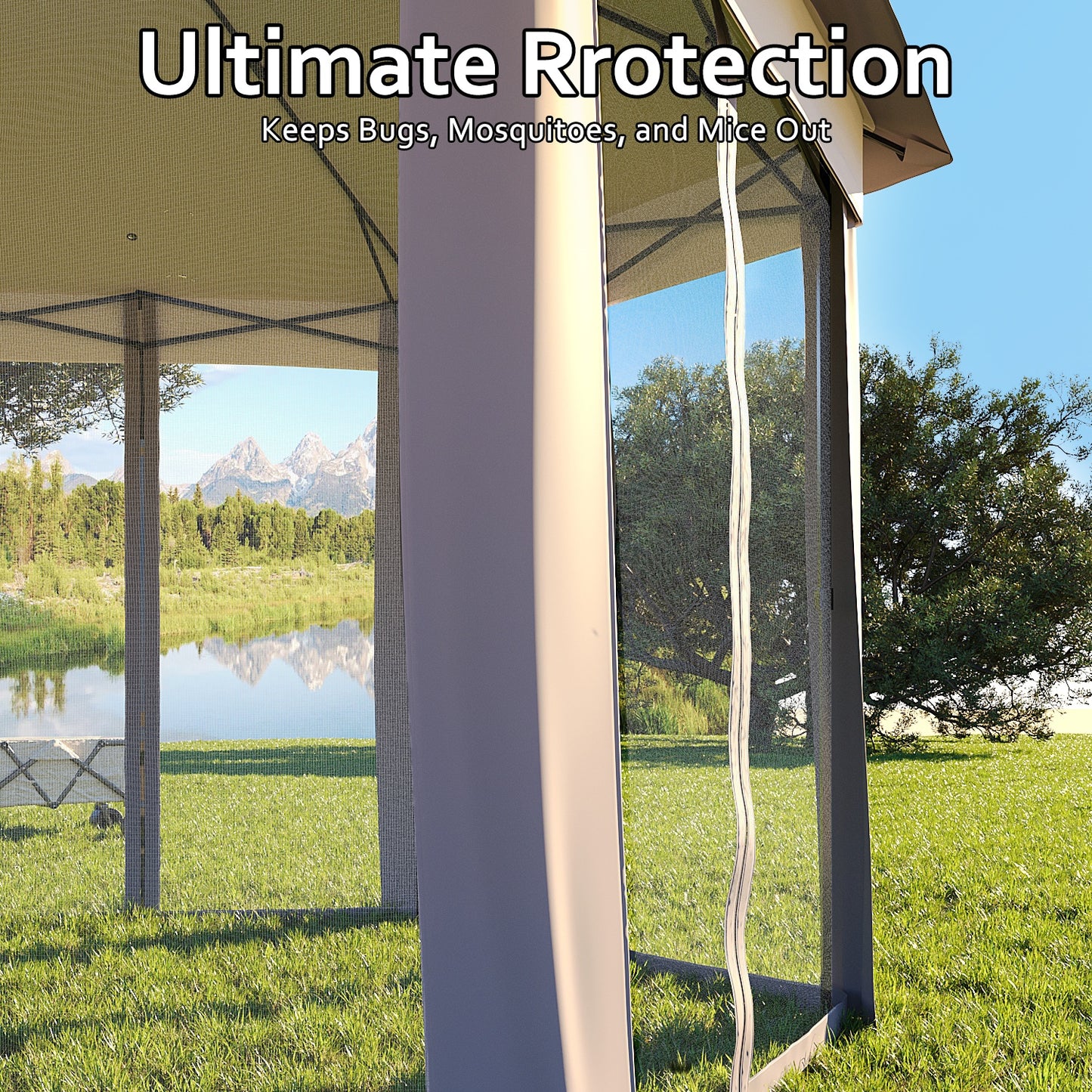 Garvee 79.5" Pop up Gazebo, Adjustable Height with Mosquito Net, Double-Layer
