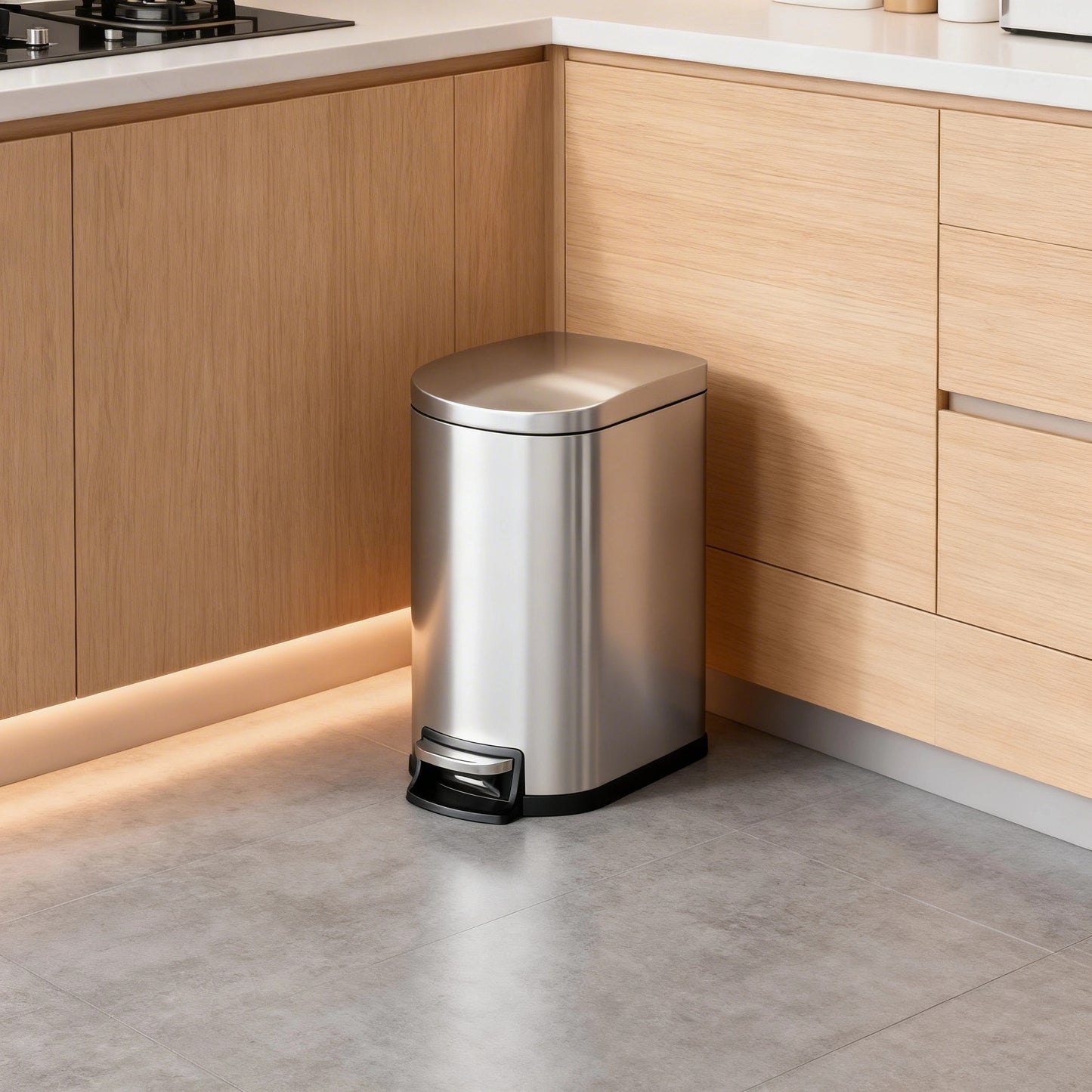 Garvee 1.59 Gallon Slim Trash Can with Lid, with Inner Bucket, Soft Close Lid