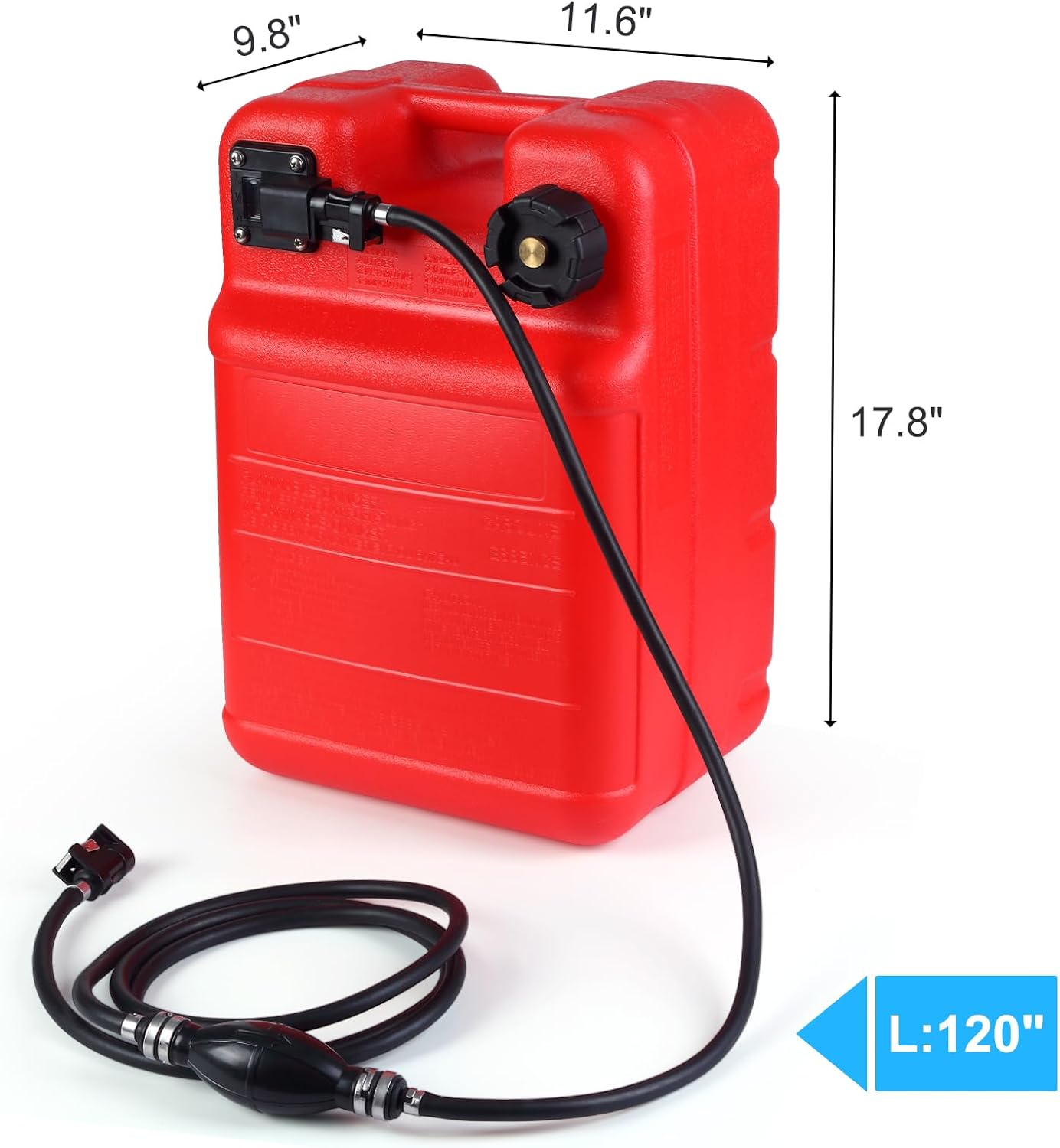 Garvee Portable Boat Fuel Gas Tank with Fuel Line, 6 Gallon, 11.6" x 9.8"x 17.8", Red