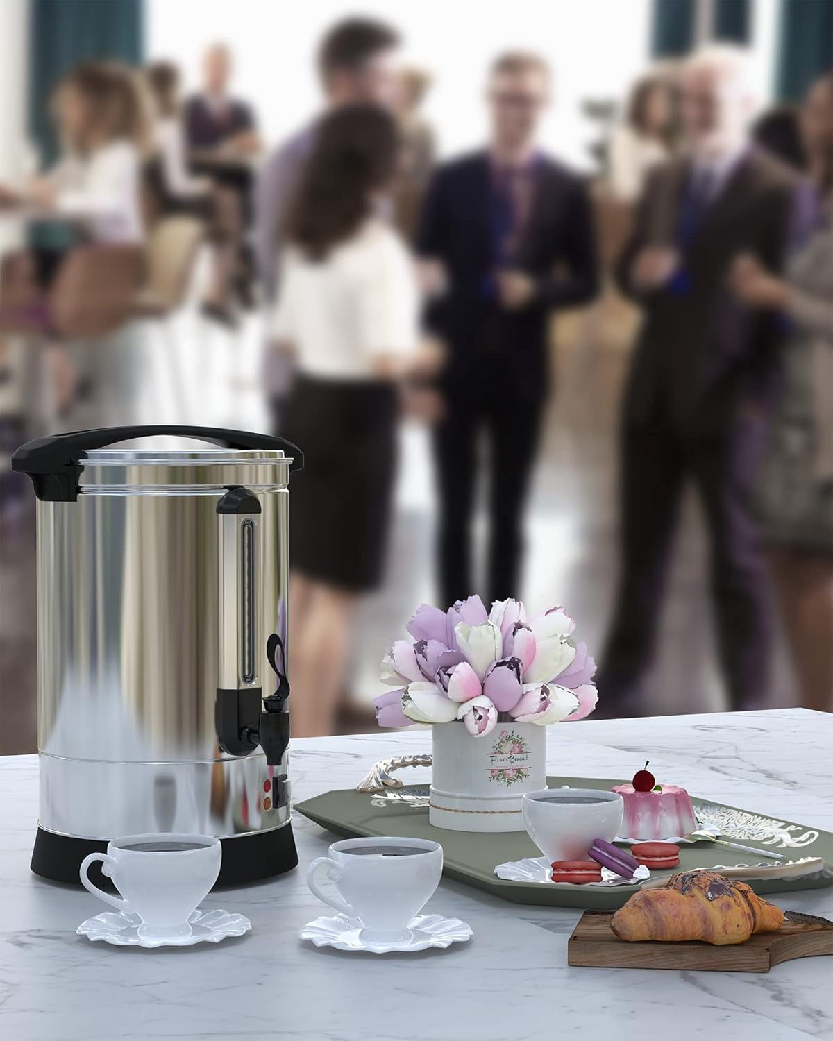Garvee Coffee Urn, Stainless Steel Hot Water Dispenser, Silver