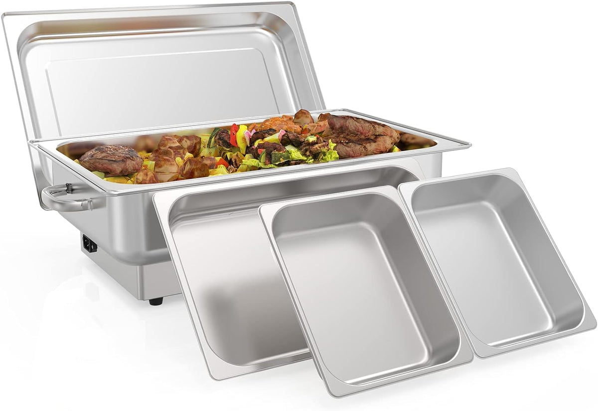 Garvee 9 QT Electric Chafing Dish with Lid, Silver