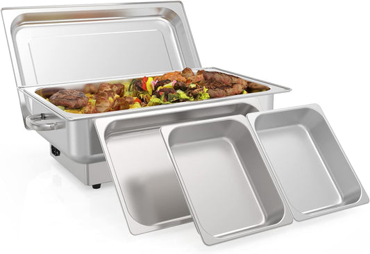 Garvee 9 QT Electric Chafing Dish with Lid, Silver