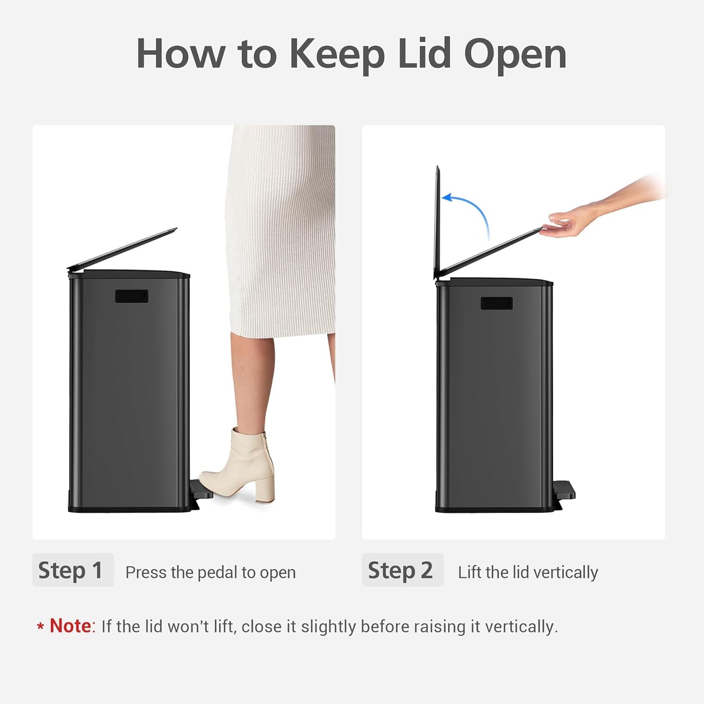 Goldensoil 2 x 8 Gallon Stainless Steel Double Trash Can, Step-on Garbage Bin, Black