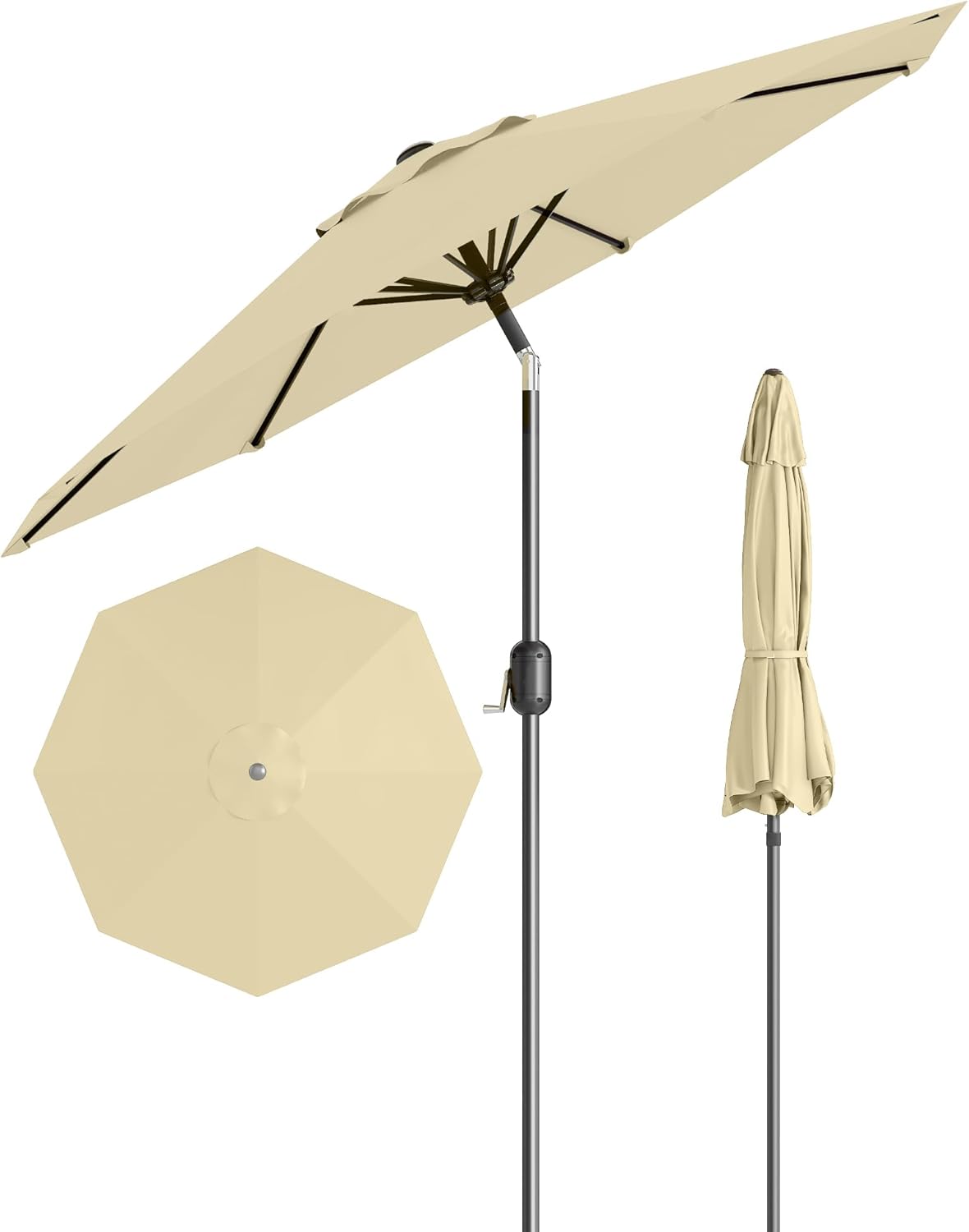 Garvee Outdoor Octagon Patio Umbrella, 8.69 x 8.69 x 7.87 ft, 8 Sturdy Ribs