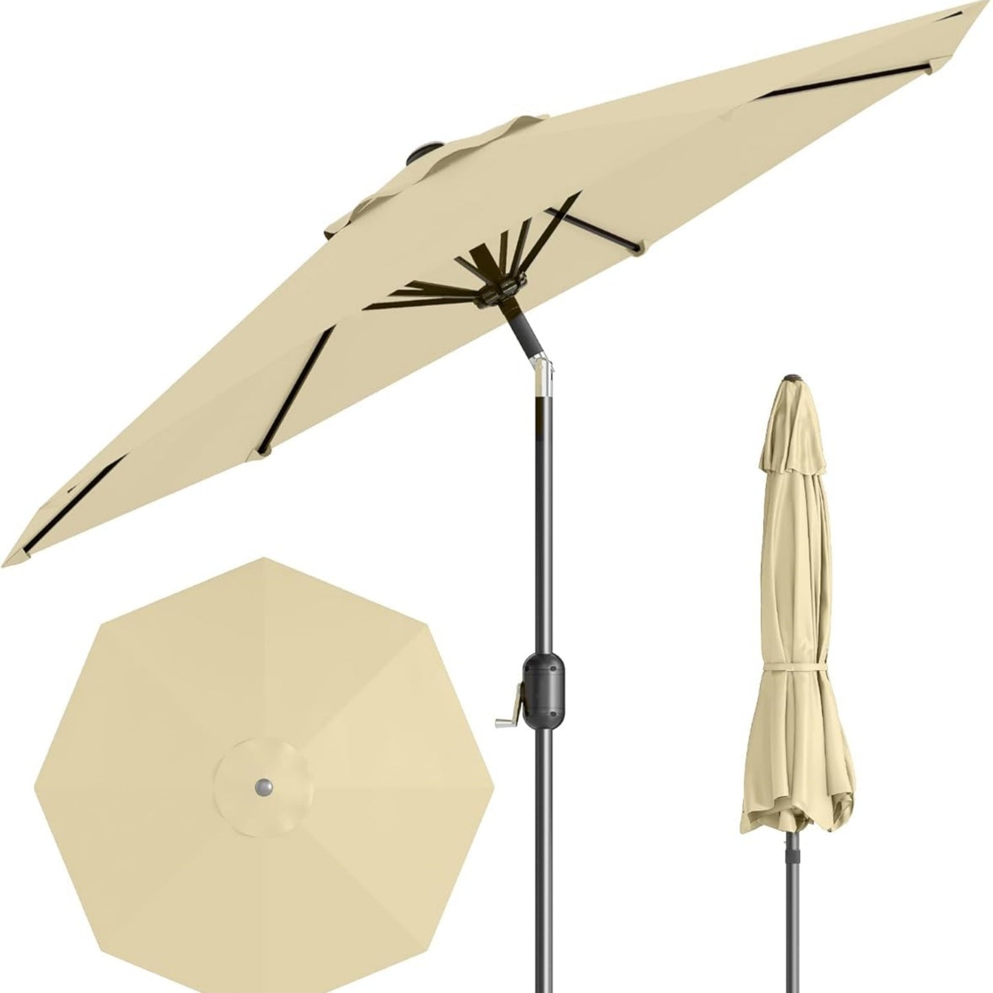 Garvee Outdoor Octagon Patio Umbrella, 8.69 x 8.69 x 7.87 ft, 8 Sturdy Ribs
