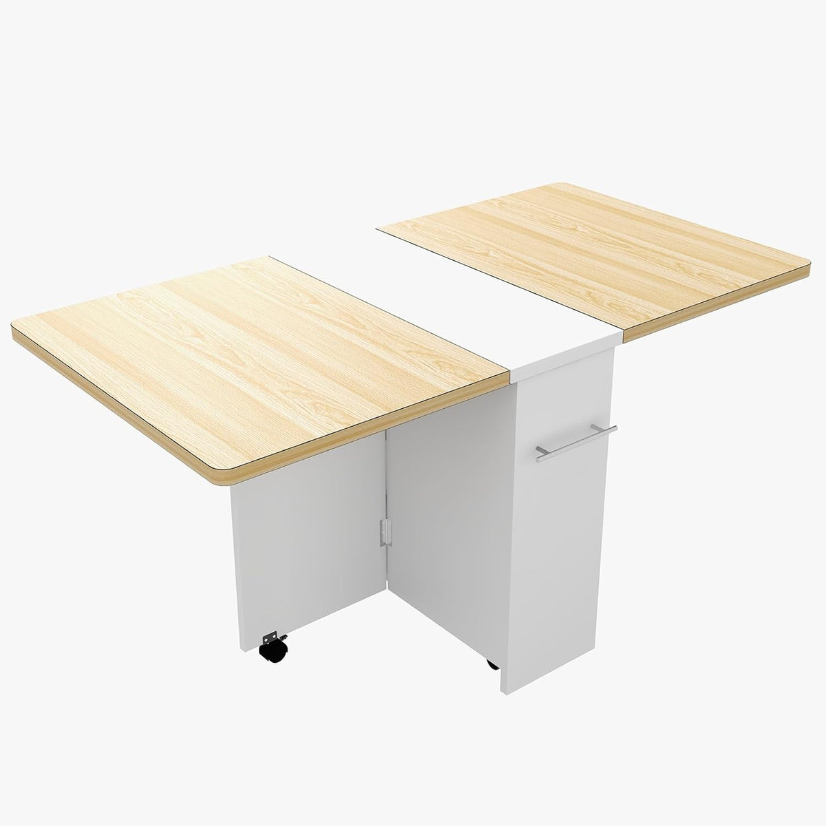 Garvee 47.2" Folding Dining Table, Folding and Expandable, 6 Wheels & 2 Storage Shelf