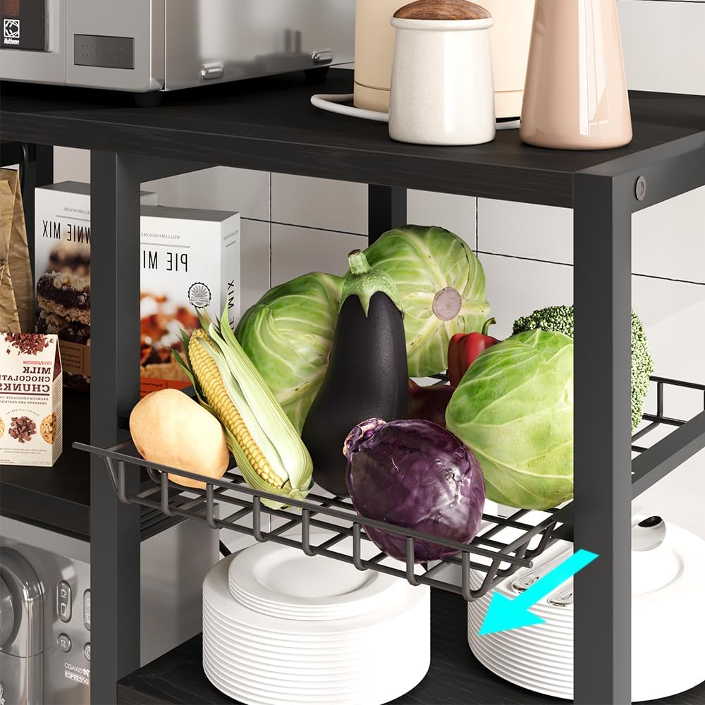 Garvee Kitchen Baker Rack with 2 Power Outlets, 6 Tier Storage Shelf, 35.4 x 15.7 x 59.1"