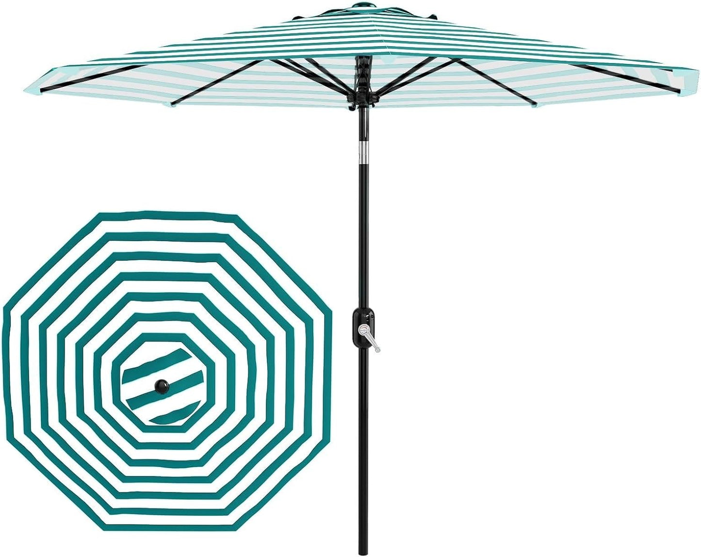Garvee 9 ft Patio Table Umbrella, 8 Ribs, Crank Lift & Push Button Tilt