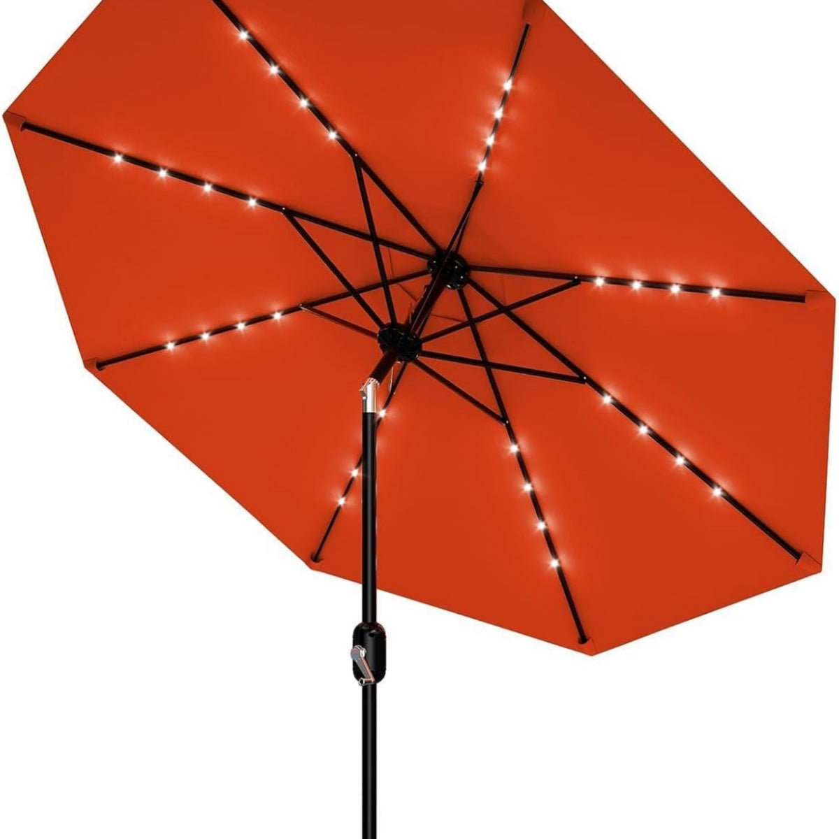 Riedhoff 9 feet Patio Umbrella with 32 LED Solar Lights, 8 Ribs, Tilt Crank