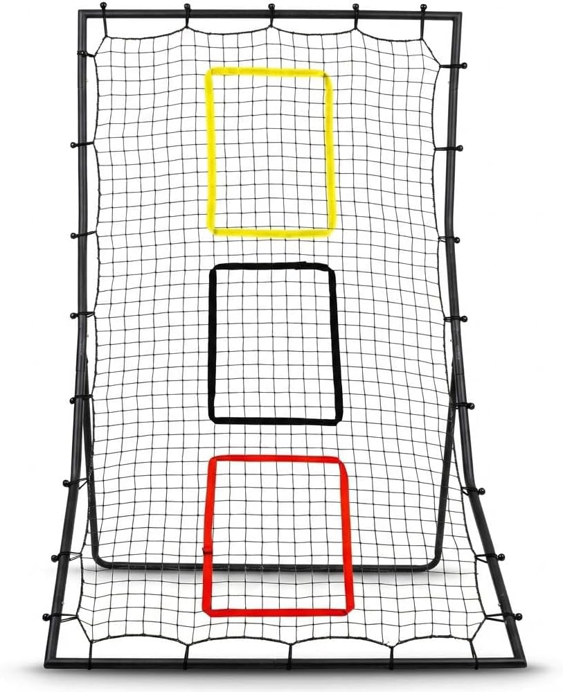 Riedhoff Pitch Back Net 6 x 4 ft, Pitching & Fielding Rebounder for Baseball & Softball, 3 Target Zones, Black