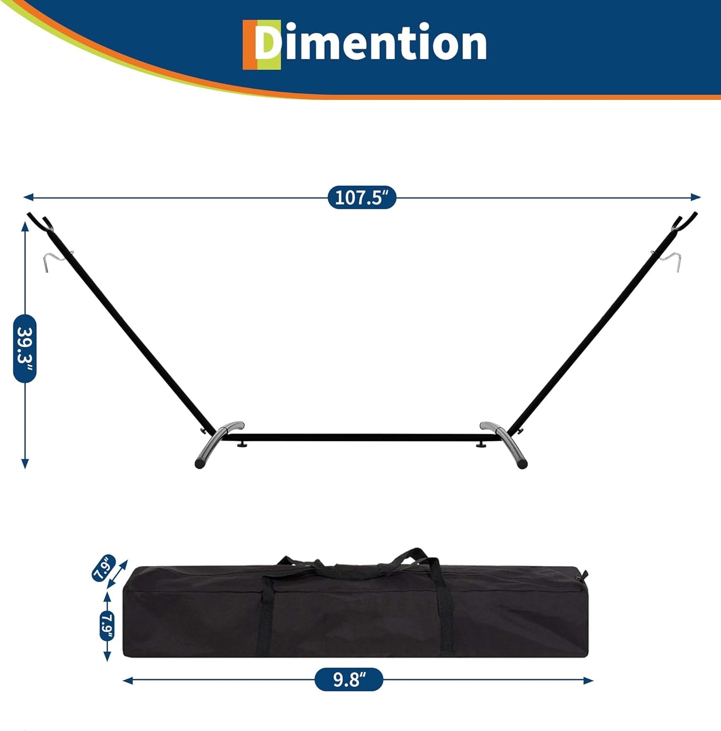 Riedhoff Double Hammock 107.5 x 42.9 x 39.3", for 2-Persons, with Steel Stand