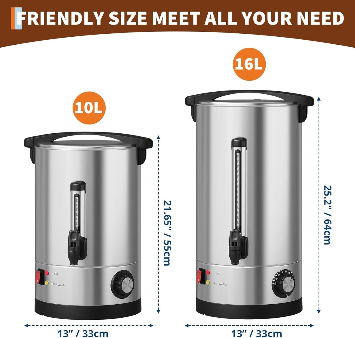 Garvee Stainless Steel Brew Commercial Coffee Urn, Hot Water Dispenser, Silver