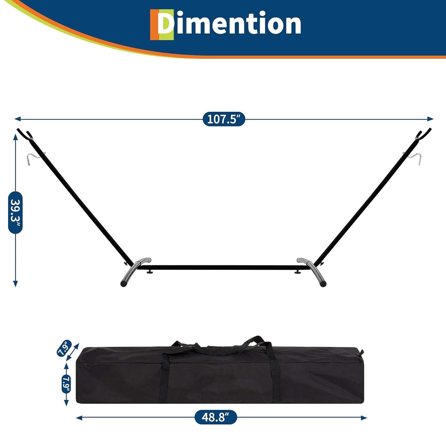 Riedhoff Double Hammock 107.5 x 42.9 x 39.3", for 2-Persons, with Steel Stand