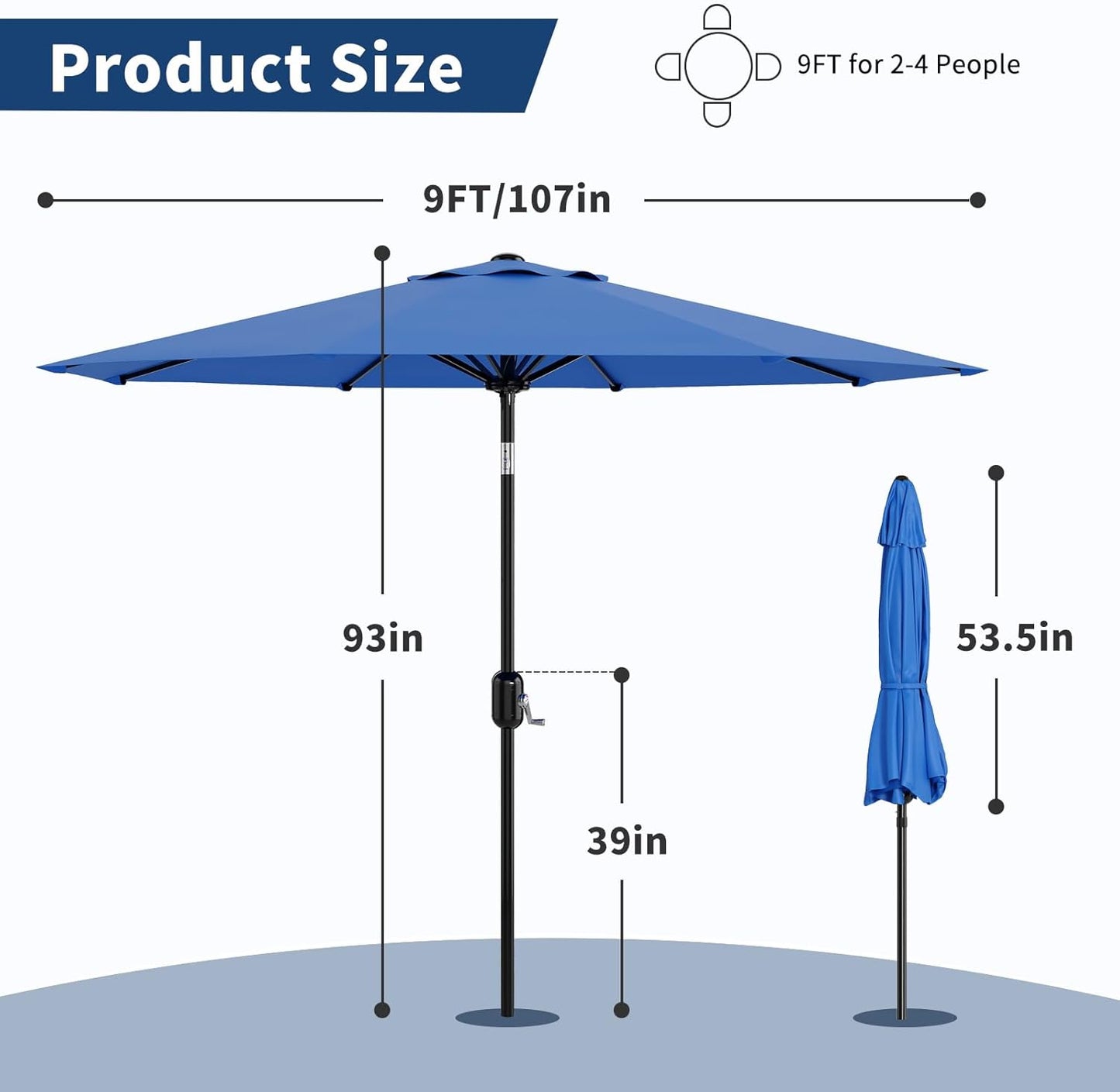 Garvee Outdoor Octagon Patio Umbrella, 8.69 x 8.69 x 7.87 ft, 8 Sturdy Ribs