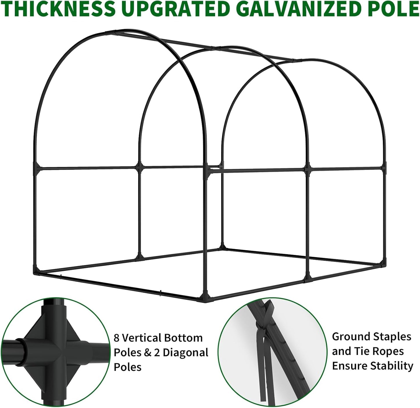Garvee Portable Walk-in Greenhouse 98.42 x 78.74 x 78.74", Upgraded Heavy Duty Frame