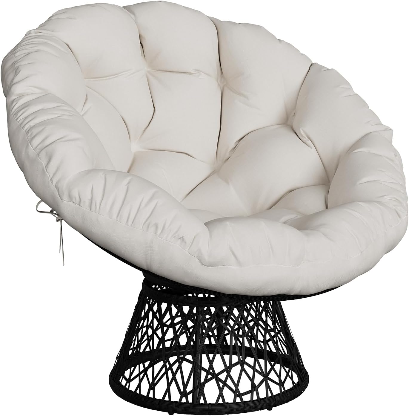 Riedhoff Wicker Papasan Chair 49 x 49 x 36", Extra-Thick Cushion, 360° Swivel Base