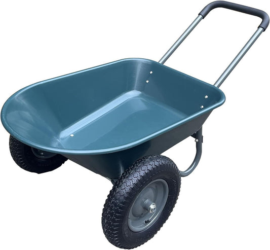 Riedhoff Garden Utility Cart with Dual Wheels & Stand, Heavy Duty Trolley, Green