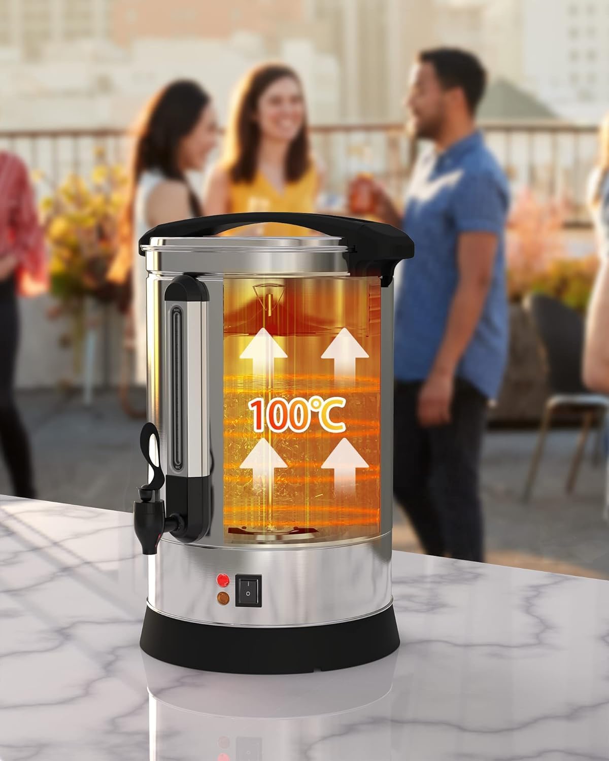 Garvee Coffee Urn, Stainless Steel Hot Water Dispenser, Silver