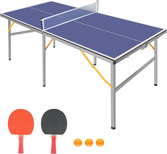 Riedhoff Portable Table Tennis Table, Ultra-Compact Design with Net, 2 Paddles & 3 Balls