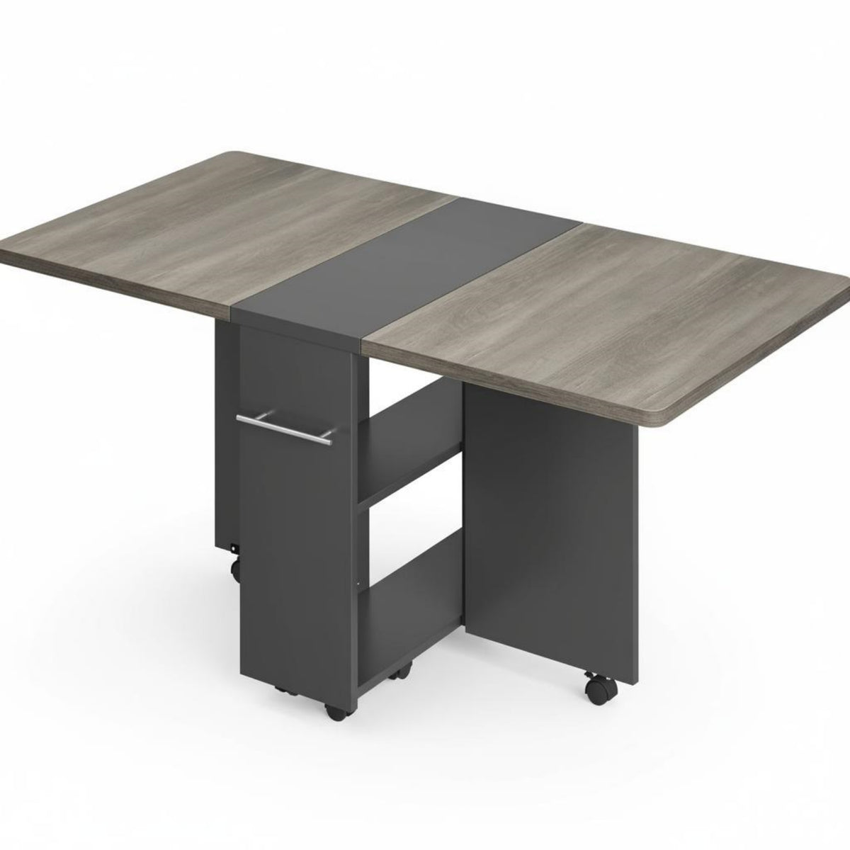 Garvee 47.2" Folding Dining Table, Folding and Expandable, 6 Wheels & 2 Storage Shelf