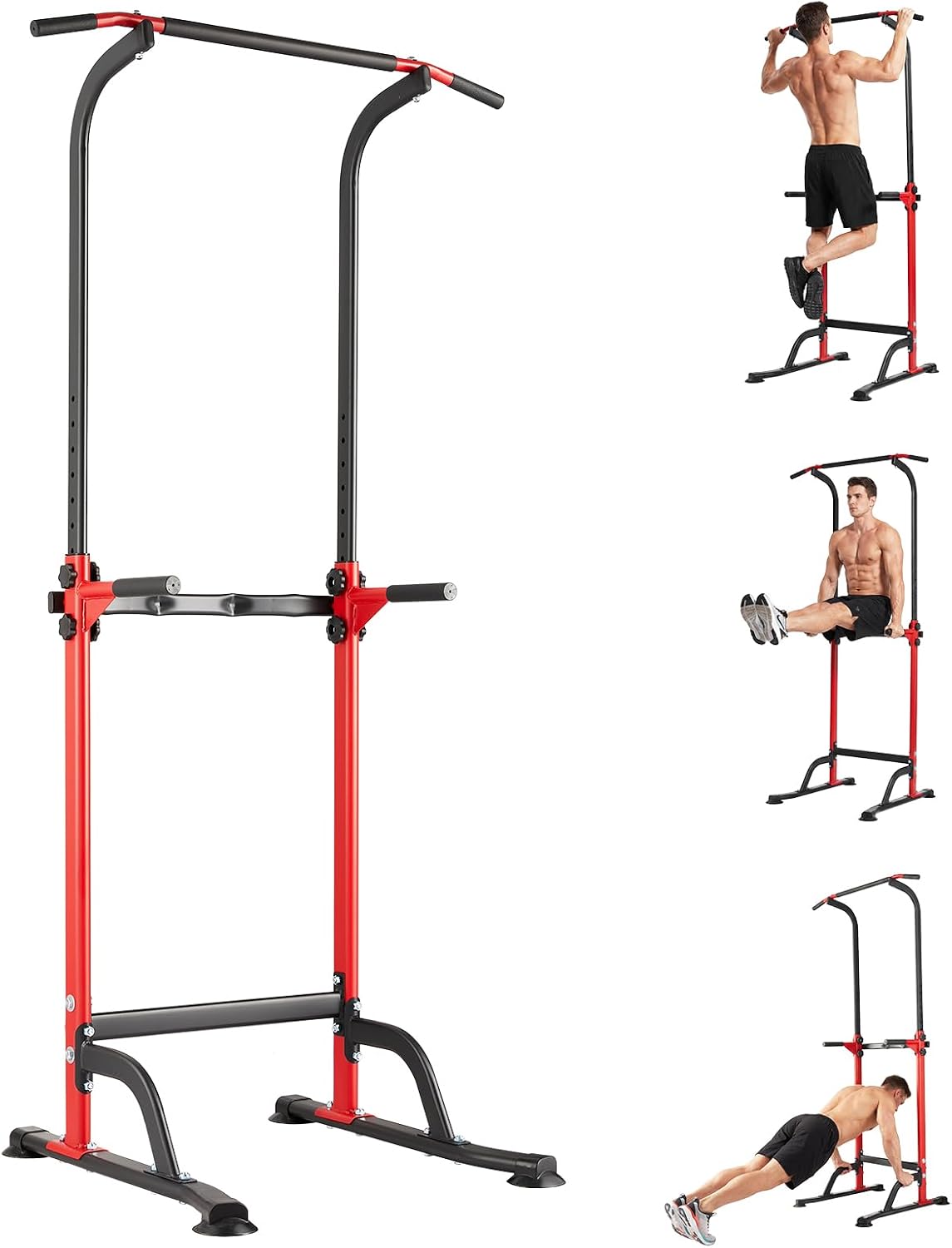 Riedhoff Power Tower Workout Station, Adjustable Pull Up Bar with Dip Bars, 10 Height Levels