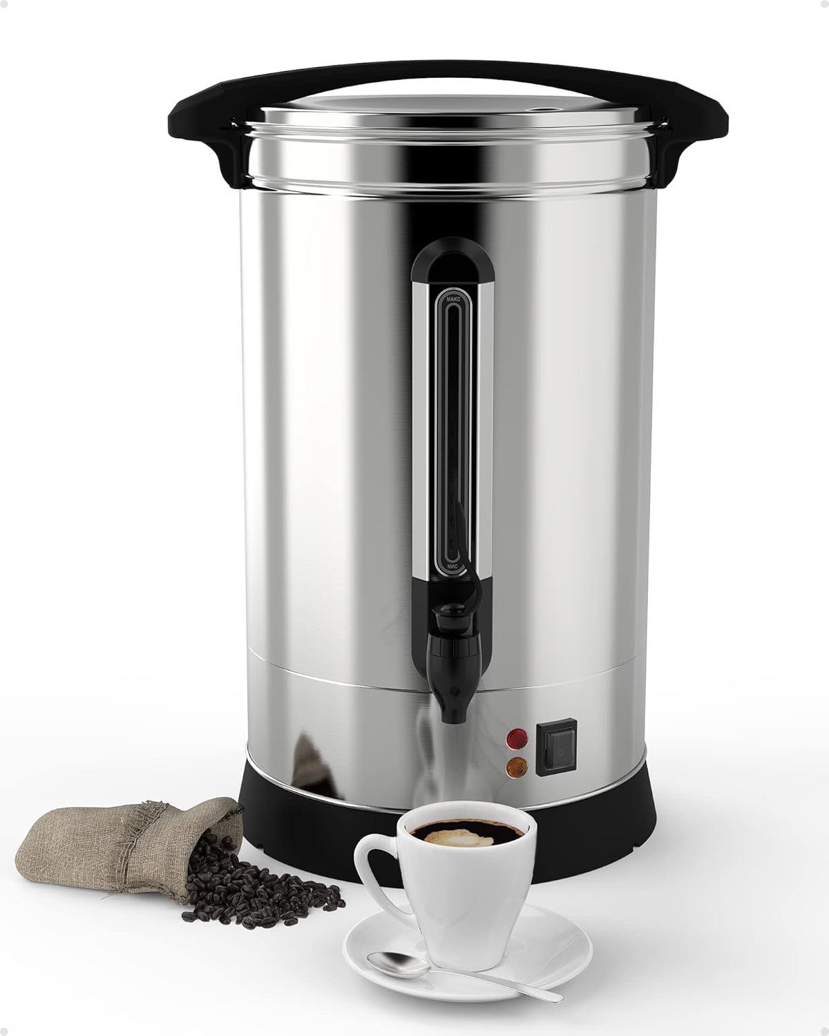 Garvee Coffee Urn, Stainless Steel Hot Water Dispenser, Silver